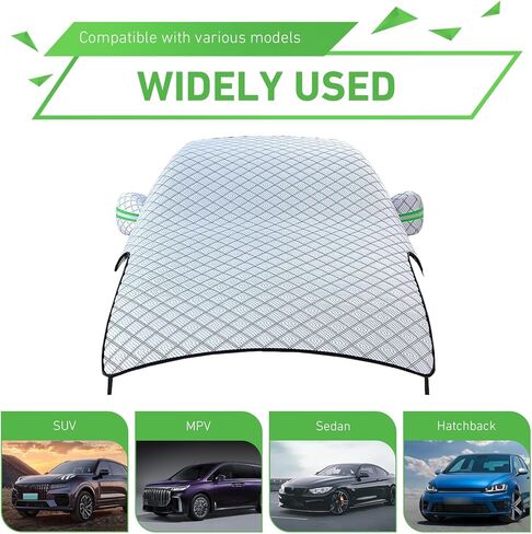 Car Windshield Snow Cover, Oversized Reinforced Vehicle Hood Mirror Protector, All Weather for Snow, Sun, Rain, Dust, Universal for All Seasons (Silver) in Kuwait