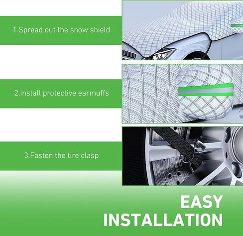 Car Windshield Snow Cover, Oversized Reinforced Vehicle Hood Mirror Protector, All Weather for Snow, Sun, Rain, Dust, Universal for All Seasons (Silver) in Kuwait