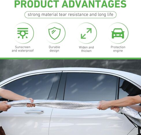 Car Windshield Snow Cover, Oversized Reinforced Vehicle Hood Mirror Protector, All Weather for Snow, Sun, Rain, Dust, Universal for All Seasons (Silver) in Kuwait