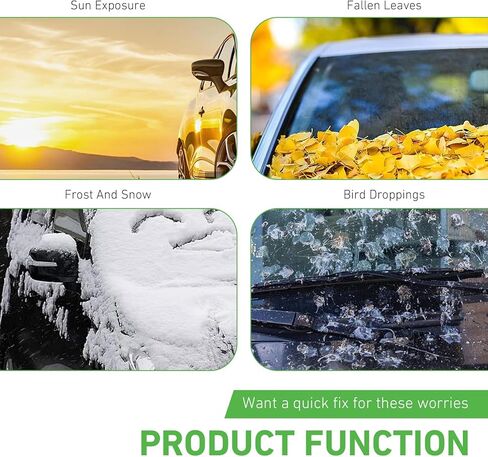 Car Windshield Snow Cover, Oversized Reinforced Vehicle Hood Mirror Protector, All Weather for Snow, Sun, Rain, Dust, Universal for All Seasons (Silver) in Kuwait