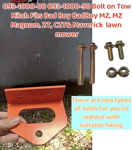 Heavy Duty 1/4" Thick Bolt on Tow Hitch fits Bad Boy 093-1000-00 MZ, MZ Magnum, ZT, CZT,Part Number,093-1000-00 093-1000-98 in Saudi Arabia
