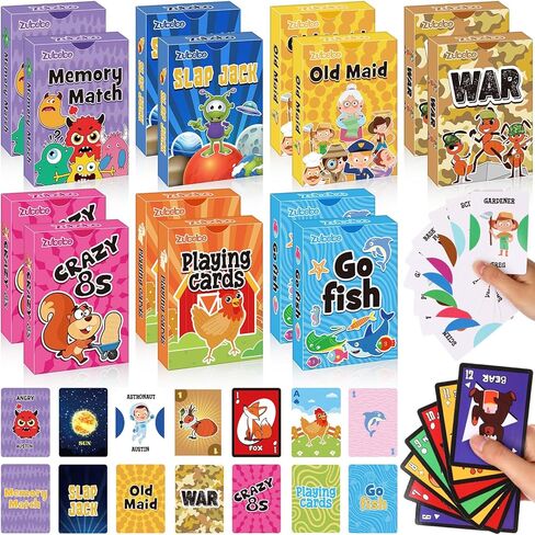 Zubebe 42 Pack Kids Card Games Bulk 7 in 1 Classic Playing Card Game Set for Kids Includes Go Fish, Old Maid, War, Crazy Eights, Memory Match, Slap Jack, Animal Playing Toy for Party Favors in Saudi Arabia