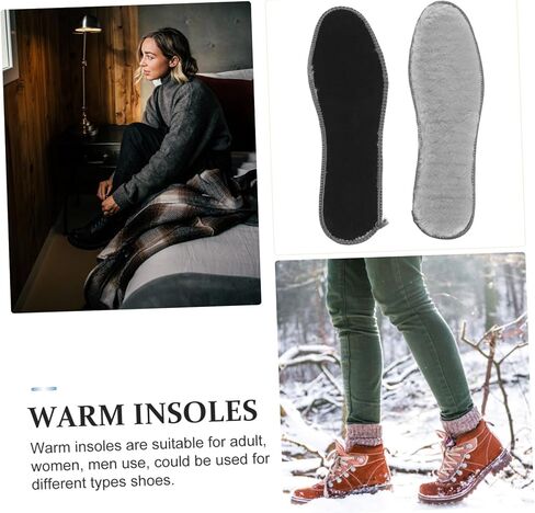 4 Pairs Thick Plush Winter Insoles for Women Cushioned Thermal Shoe Inserts with Non-Slip Base Ergonomic Warm Boot Liners for Comfort and Insulation in Kuwait
