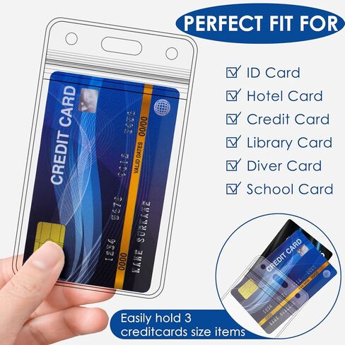 200 Pack Vertical Badge Holders, Clear Plastic ID Badge Holder with Resealable Zip, Waterproof ID Card Holder Badge Sleeve for Credit Card, ID Card,Proximity, RFID, and Work Badge in Kuwait