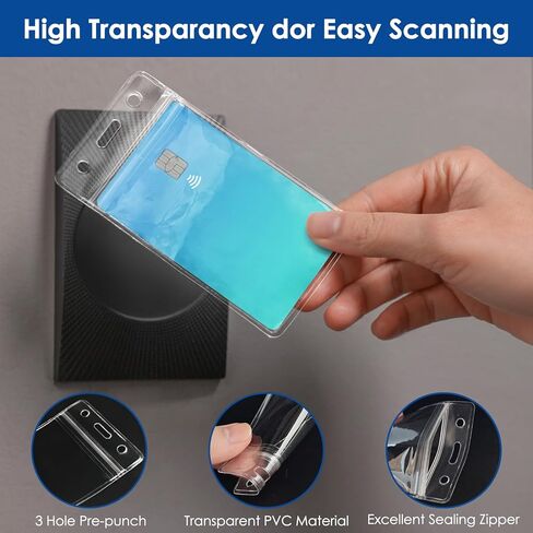 200 Pack Vertical Badge Holders, Clear Plastic ID Badge Holder with Resealable Zip, Waterproof ID Card Holder Badge Sleeve for Credit Card, ID Card,Proximity, RFID, and Work Badge in Kuwait