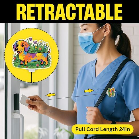 Dachshund Badge Reel Retractable ID Holder with Alligator Clip, Cute Dog Design for Nurse, Teacher, Medical Assistant & Office Staff in Kuwait
