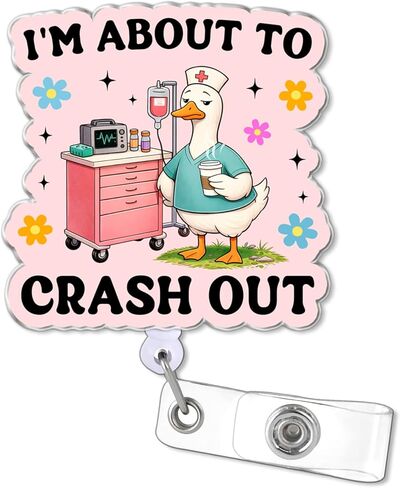 أنا على وشك الانهيار بمشبك تمساح بطول 5.08 سم، بكرات شارات قابلة للسحب، حامل شارة هوية من الأكريليك المضحك السخيف للممرضة، ملحقات الرعاية الصحية الطبية، هدايا DIY للأولاد والبنات وزملاء العمل والممرضات in Kuwait