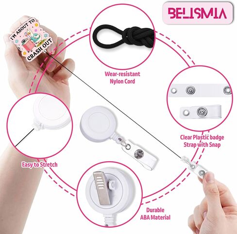 أنا على وشك الانهيار بمشبك تمساح بطول 5.08 سم، بكرات شارات قابلة للسحب، حامل شارة هوية من الأكريليك المضحك السخيف للممرضة، ملحقات الرعاية الصحية الطبية، هدايا DIY للأولاد والبنات وزملاء العمل والممرضات in Kuwait