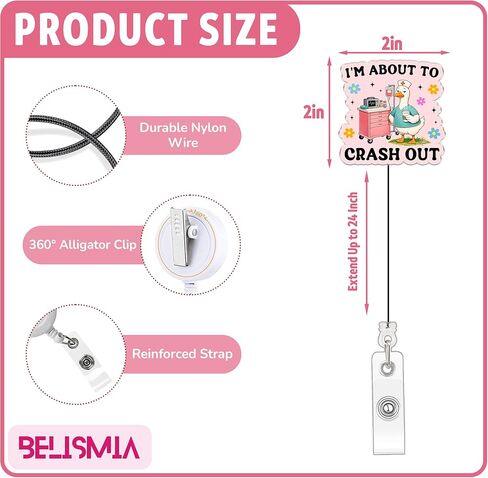 أنا على وشك الانهيار بمشبك تمساح بطول 5.08 سم، بكرات شارات قابلة للسحب، حامل شارة هوية من الأكريليك المضحك السخيف للممرضة، ملحقات الرعاية الصحية الطبية، هدايا DIY للأولاد والبنات وزملاء العمل والممرضات in Kuwait