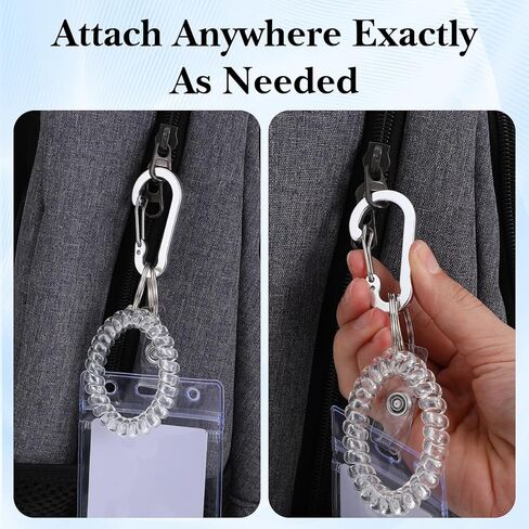 مجموعتان من حاملات شارات الهوية الشفافة مع مشابك معصم - حاملات بطاقات PVC عمودية وأفقية، أساور معصم زنبركية قابلة للتمدد مع مشابك معدنية لبطاقة تعريف العمل، وشارة المدرسة، وبطاقات الوصول in Kuwait