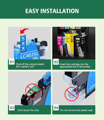 Kingjet LC402XL LC402 Ink Cartridges 4 Pack Replacement for Brother LC402XL Ink Cartridges Compatible with Brother Printer MFC-J6540DW MFC-J5340DW MFC-J6540 MFC-J6740DW MFC-J6940DW J5340 J6540, BKCMY in Kuwait
