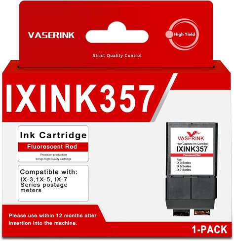 استبدال خرطوشة الحبر IXINK357 لأنظمة البريد Quadient Neopost iX-3، iX-5، iX-7، iX-7PRO، أحمر فلوري، معتمد من USPS، ما يصل إلى 17000 نسخة مطبوعة (1PK) in Kuwait