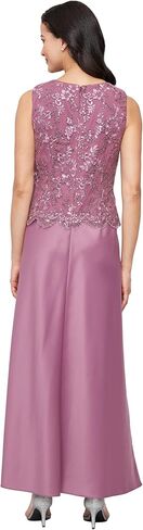 Petite Lace & Satin Gown with 3/4 Sleeve Scalloped Lace Jacket in Kuwait