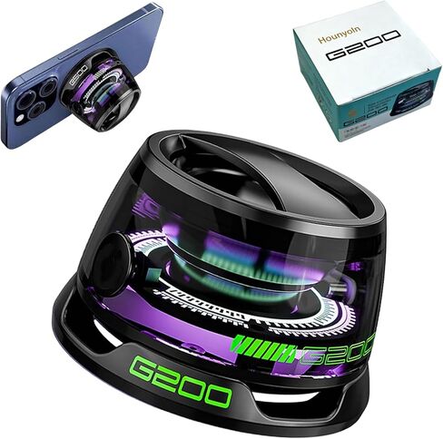 2 Pcs Magnetic Bluetooth Speaker,Multifunctional Portable G200 Speaker with Multi RGB Color Light Show-3D Surround Sound Effect,Phone Stand for iPhone, Android, TWS Pairing (Black+Black) in Kuwait