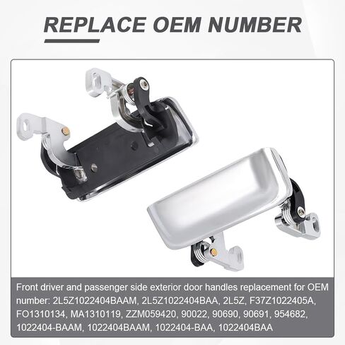 مقابض الأبواب الخارجية للسائق والراكب متوافقة مع Ford Ranger 2001-2011، Mazda B2300 01-10، B2500 01، B3000 01-08، B4000 01-10 لاستبدال 2L5Z1022404BAA المعدني (كروم) in Kuwait