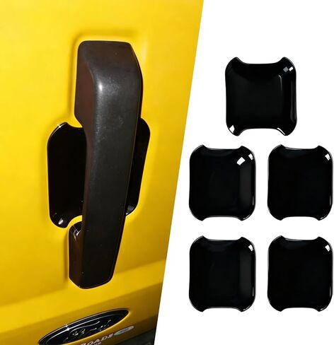 واقي خدش وعاء باب السيارة من LIUQING لسيارة Ford Bronco 2021-2025 4 أبواب، غطاء وعاء مقبض الباب الخارجي لملحقات Ford Bronco (أسود) in Kuwait