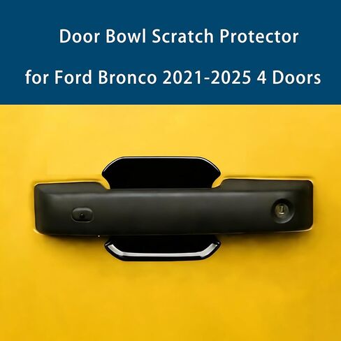 واقي خدش وعاء باب السيارة من LIUQING لسيارة Ford Bronco 2021-2025 4 أبواب، غطاء وعاء مقبض الباب الخارجي لملحقات Ford Bronco (أسود) in Kuwait