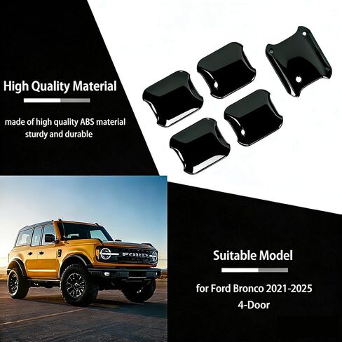 واقي خدش وعاء باب السيارة من LIUQING لسيارة Ford Bronco 2021-2025 4 أبواب، غطاء وعاء مقبض الباب الخارجي لملحقات Ford Bronco (أسود) in Kuwait