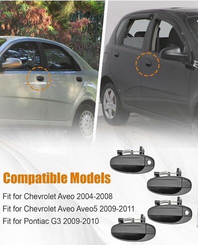 مقبض الباب الخارجي مناسب لقاعدة شيفروليه أفيو LS LT ذات قيمة خاصة قاعدة بونتياك G3 2004-2011 حدد الطرازات، استبدل 96541631 96541632 96541633 96541634، الجانب الأيمن الأمامي والخلفي الأيسر in Saudi Arabia