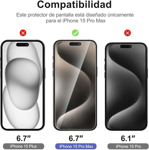 NEW'C [3 Pack Designed for iPhone 15 Pro Max (6.7 inches) Screen Protector Tempered Glass with easy installation tool included,Case Friendly Ultra Resistant in Kuwait
