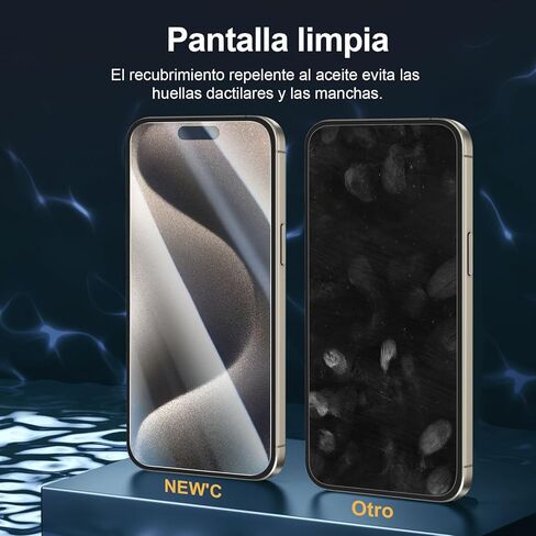 NEW'C [3 Pack Designed for iPhone 15 Pro Max (6.7 inches) Screen Protector Tempered Glass with easy installation tool included,Case Friendly Ultra Resistant in Kuwait