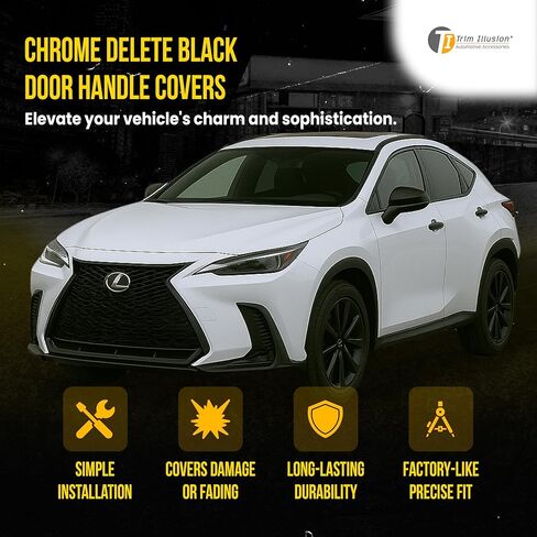 Snap On Chrome Delete Car Door Handle Cover Trim Accessories Compatible 2016-2022 Lexus RX350 | RX450h |No Tools Needed - Easy Installation| in Kuwait