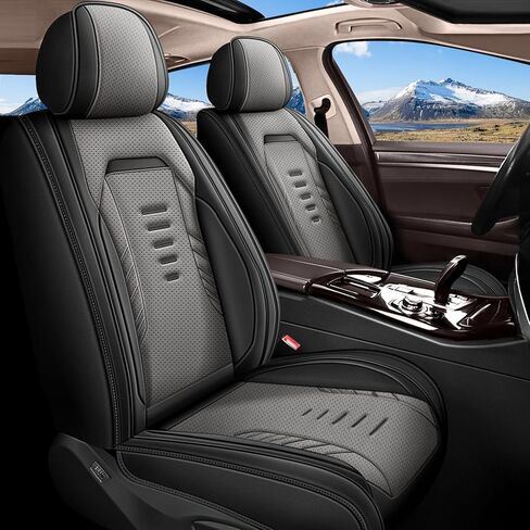 Seat Covers for Lexus RX 350 2007-2023 2024 2025 Full Set 5 Seats - Premium Breathable Perforated Leather - for Lexus RX 350 Accessories (Black&Grey) in Kuwait