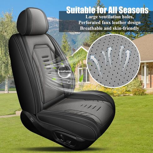 Seat Covers for Lexus RX 350 2007-2023 2024 2025 Full Set 5 Seats - Premium Breathable Perforated Leather - for Lexus RX 350 Accessories (Black&Grey) in Kuwait