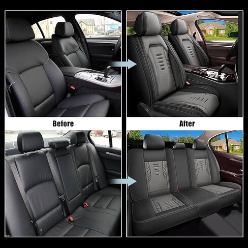 Seat Covers for Lexus RX 350 2007-2023 2024 2025 Full Set 5 Seats - Premium Breathable Perforated Leather - for Lexus RX 350 Accessories (Black&Grey) in Kuwait
