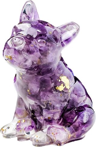 الكريستال الطبيعي الراتنج الفرنسية البلدغ قطرات ديكور المنزل هدية تمثال الكلب مجموعة للصلصال (الجمشت) in Kuwait