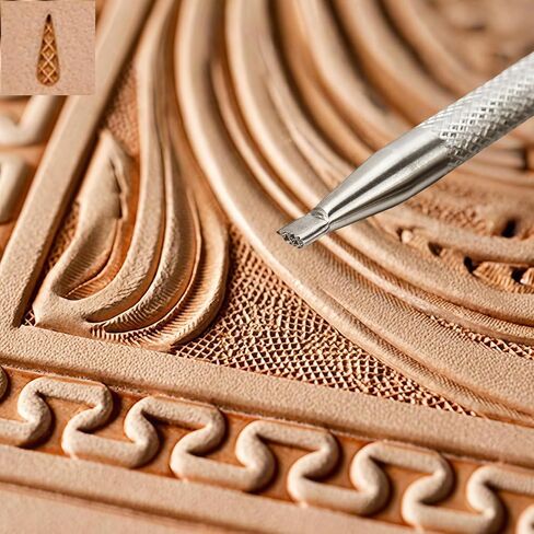 Singring Leather Stamping Tools Checkered Background Stamps 304 Stainless Steel Professional DIY LeatherCrafts Mesh Pattern Carving Tool (S) in Kuwait