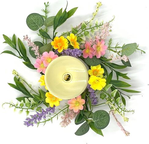 Set of 4 Spring Mini Daisy Flowers Candle Rings Wreaths 3 Inch Center Artificial Floral Eucalyptus 9" Small Wreath Greenery Garland for Pillars Easter Summer Wedding Holiday Party Home Tabletop Decor in Saudi Arabia