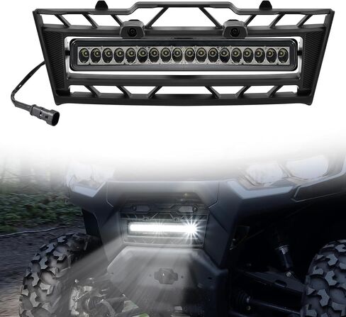 Front Mesh Grille with LED Light for Can-Am Defender HD9 HD7 HD10 2020-2025 Accessories, PP Plastic Radiator Screen with Adjustable Accent Spotlight Bars and Matte Finish in Kuwait