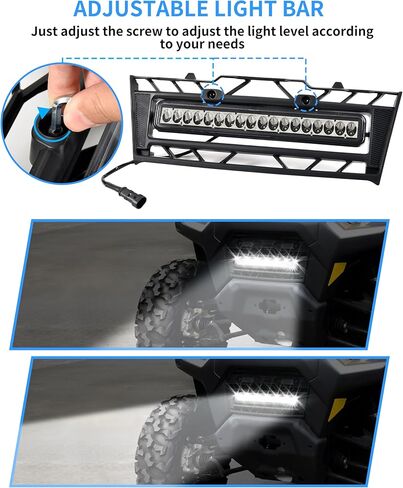 Front Mesh Grille with LED Light for Can-Am Defender HD9 HD7 HD10 2020-2025 Accessories, PP Plastic Radiator Screen with Adjustable Accent Spotlight Bars and Matte Finish in Kuwait