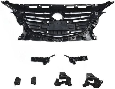 7PCS Front Grille Chrome Trim+Grill Brackets+Bumper Side Brackets Compatible with 2014 2015 2016 Mazda 3 in Kuwait