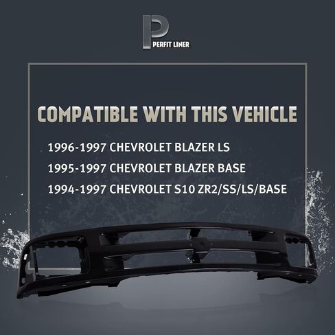 Perfit Liner New Front Primed Black Grille Grill Compatible with 1994-1997 Chevrolet S10 Pickup Truck S10 Blazer Fits Sealed Beam Head Lamp Type GM1200225 12471807 in Kuwait
