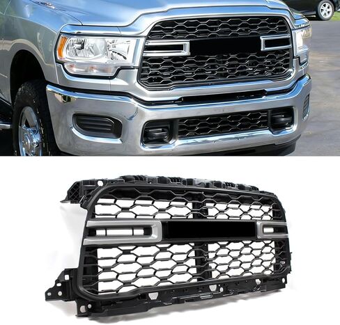 Matte Black+Chrome Trim Front Grille Compatible with 2020-2024 Ram 2500 3500 4500 Tradesman Style W/O Camera Hole Upper Grill Assembly Replace for 68443922AA in Saudi Arabia