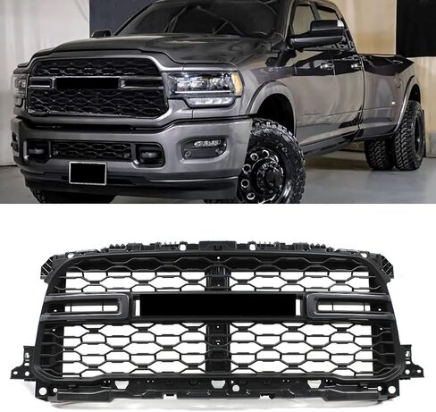 Matte Black+Chrome Trim Front Grille Compatible with 2020-2024 Ram 2500 3500 4500 Tradesman Style W/O Camera Hole Upper Grill Assembly Replace for 68443922AA in Saudi Arabia