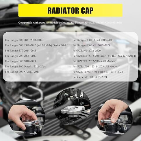قطعتان من غطاء الرادياتير - تصنيف ضغط 13 رطل لكل بوصة مربعة - بديل لنظام التبريد، يستبدل 1240300 1240093 2511189 مثالي لـ Ranger 570 2014-2015 in Kuwait