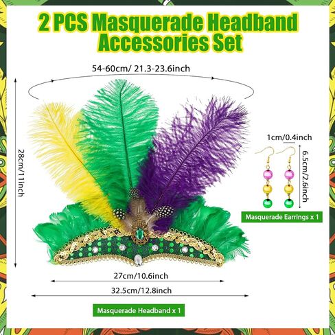 XEPST Mardi Feather Headband for Women - Mardi Accessories Carnival Headpieces Set with Feather Headdress Earrings for Halloween Costumes Cosplay Carnival Fancy Dress Up Party Decorations in Kuwait