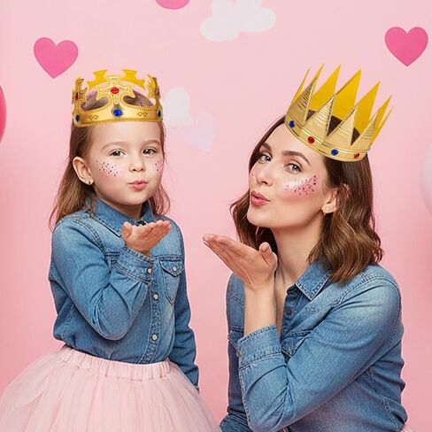 6 Pcs King Crowns for Men, Golden King Crown & Queen Tiara Set, Party Plastic Crown, Birthday Party Ball Headwear and Clothing Accessories in Kuwait