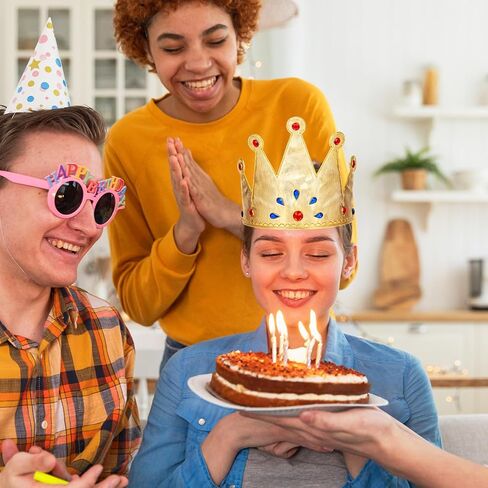 6 Pcs King Crowns for Men, Golden King Crown & Queen Tiara Set, Party Plastic Crown, Birthday Party Ball Headwear and Clothing Accessories in Kuwait