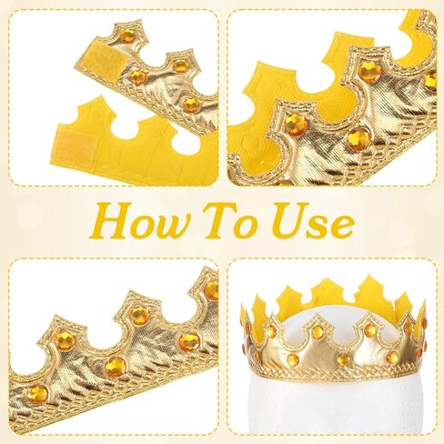 6 Pcs King Crowns for Men, Golden King Crown & Queen Tiara Set, Party Plastic Crown, Birthday Party Ball Headwear and Clothing Accessories in Kuwait
