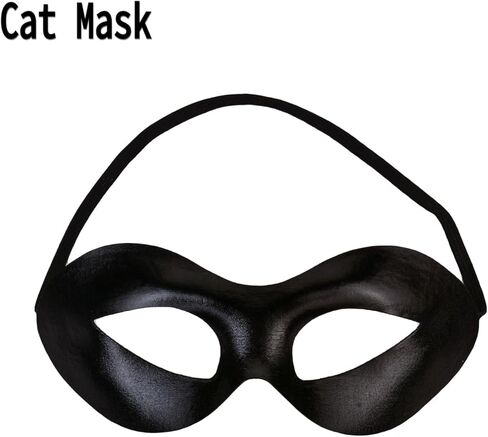 Black Cat Costume Accessories Set, Faux Eye Mask, Choker with Bell, Ear Headband, Tail, Halloween Cosplay Party Dress Up Kit in Kuwait