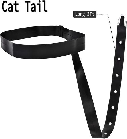 Black Cat Costume Accessories Set, Faux Eye Mask, Choker with Bell, Ear Headband, Tail, Halloween Cosplay Party Dress Up Kit in Kuwait