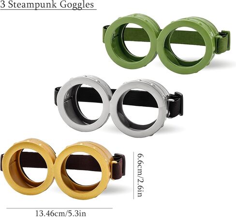 3 قطعة نظارات الهالوين زي للبالغين، نظارات Steampunk متعددة الألوان إكسسوارات نظارات عتيقة للرجال والنساء مجموعة الحفلات التنكرية in Saudi Arabia