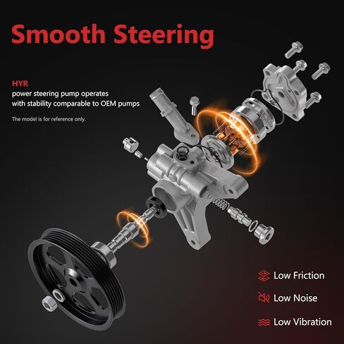 مضخة توجيه كهربائية HYR مع بكرة متوافقة مع Honda Odyssey 2005-2010، Pilot 2005-2008 & Acura MDX 2007-2013، V6 3.5L 3.7L، استبدال # 21-5442 56110RGL305، 56110RGLA01 in Kuwait