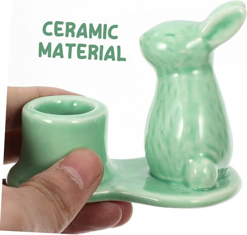 Alipis Rabbit Candlestick Vintage Candle Holder for Candle Easter Bunny Present Pillar Candles Holders Egg Stands Dining Table Decor Candle Holder Table Decor Ornaments Ceramics Spa Banquet in Saudi Arabia