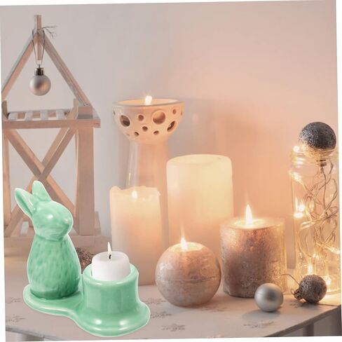 Alipis Rabbit Candlestick Vintage Candle Holder for Candle Easter Bunny Present Pillar Candles Holders Egg Stands Dining Table Decor Candle Holder Table Decor Ornaments Ceramics Spa Banquet in Saudi Arabia