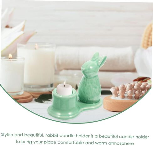 Alipis Rabbit Candlestick Vintage Candle Holder for Candle Easter Bunny Present Pillar Candles Holders Egg Stands Dining Table Decor Candle Holder Table Decor Ornaments Ceramics Spa Banquet in Saudi Arabia